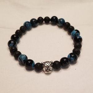 🎉🎉HP!! 🐆 Men's black leopard stretch bracelet
